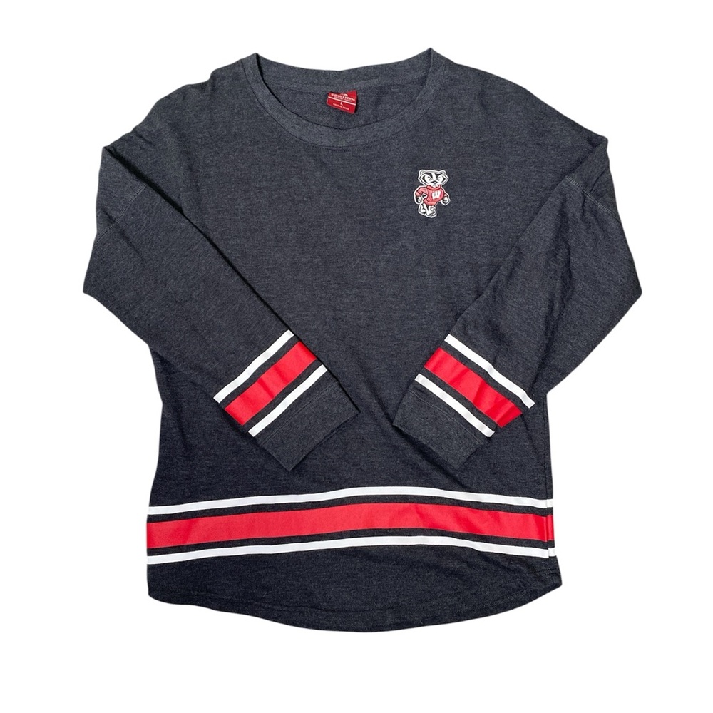 Wisconsin Badgers Colosseum Long Sleeve Graphic Shirt Size L NCAA College Fan